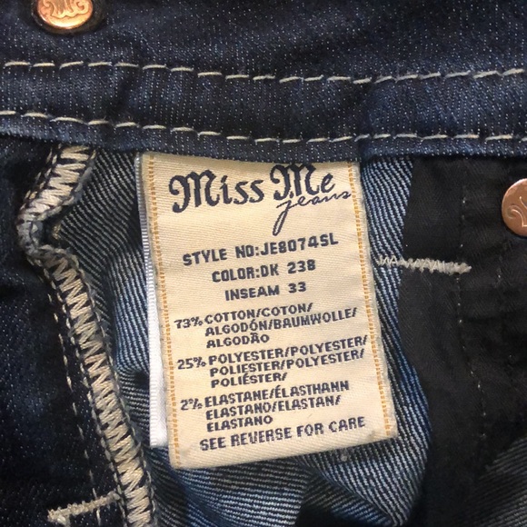 Miss Me Jeans bling details size 26 signature rise skinny NWOT - Picture 8 of 9
